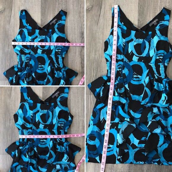 Twenty One Womens Dress Size Small Black& Blue Printed Sleeveless Tank Dress - Picture 11 of 15